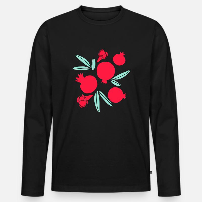 Granatäpfel Früchte - Männer Premium Bio Langarmshirt - Schwarz