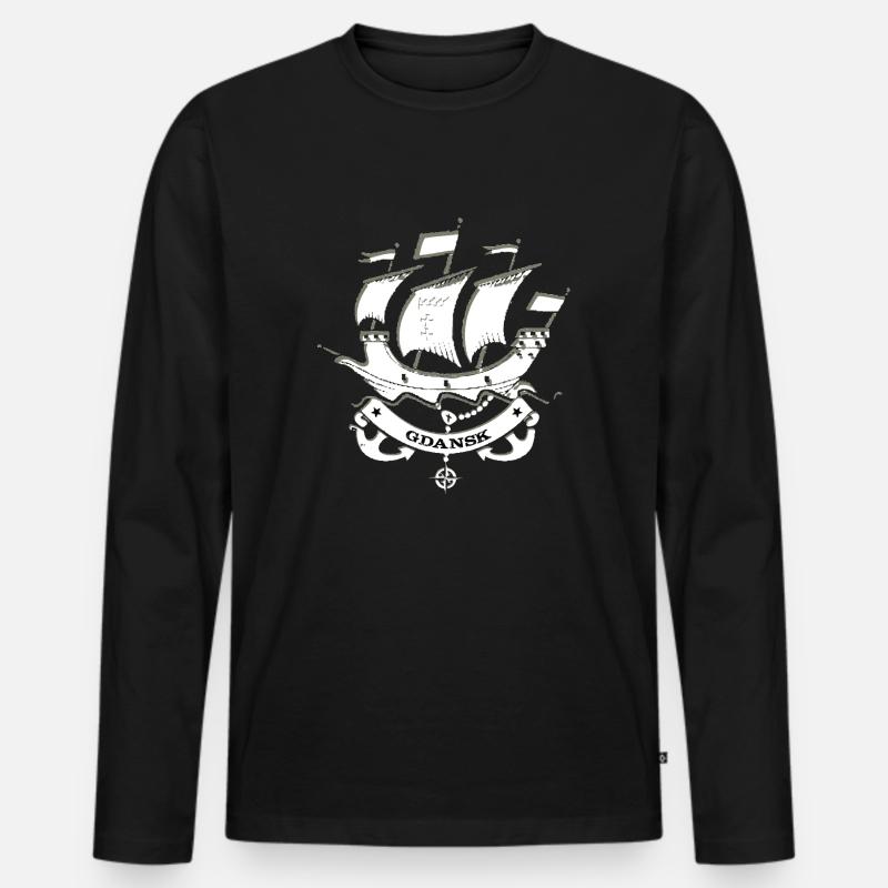 Danzig Polen - Männer Premium Bio Langarmshirt - Schwarz