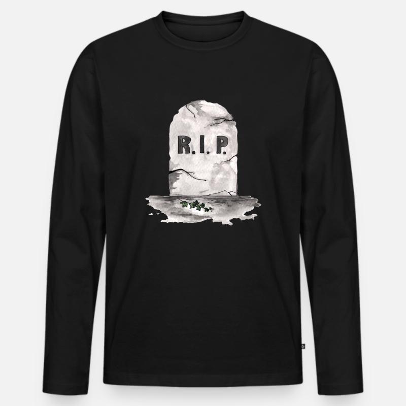 Rest in Peace Grabstein RIP - Männer Premium Bio Langarmshirt - Schwarz