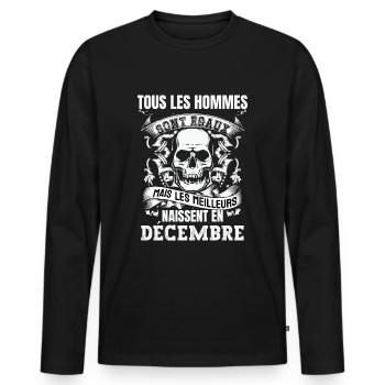les meilleurs naissent en décembre - T-shirt manches longues Premium bio Homme - noir - Devant - Nico (187cm)
