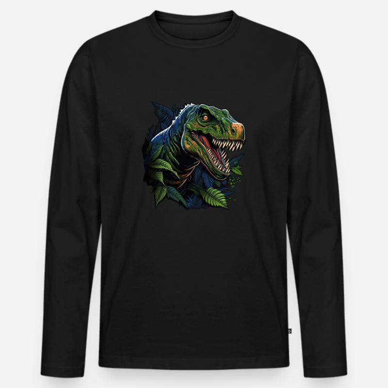 Cooler Raptor-Dinosaurier - Männer Premium Bio Langarmshirt - Schwarz