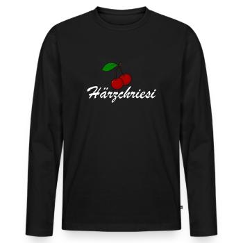 Härzchriesi |Herzinfarkt, Schweiz, Dialekt - Männer Premium Bio Langarmshirt - Schwarz - Vorne - Nico (187cm)