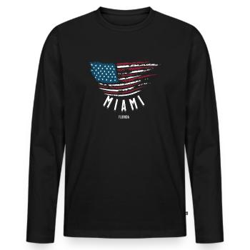 Miami - Men's Premium Organic Long Sleeve Shirt - black - Front - Nico (187cm)