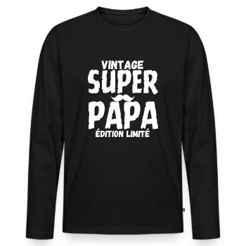 SUPER DAD - Men's Premium Organic Long Sleeve Shirt - black - Front - Nico (187cm)