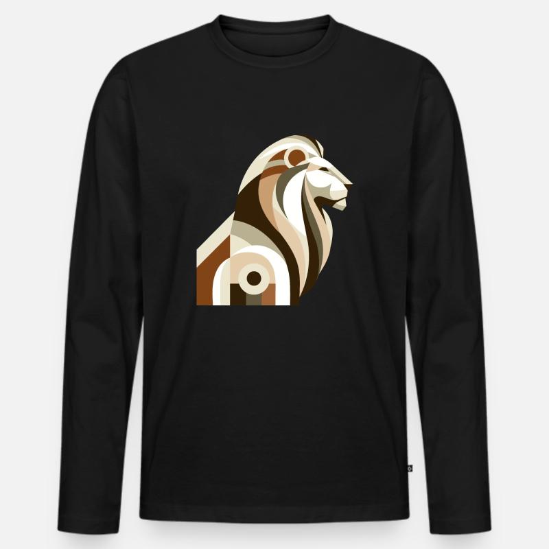 Abstrakter Löwe - Männer Premium Bio Langarmshirt - Schwarz