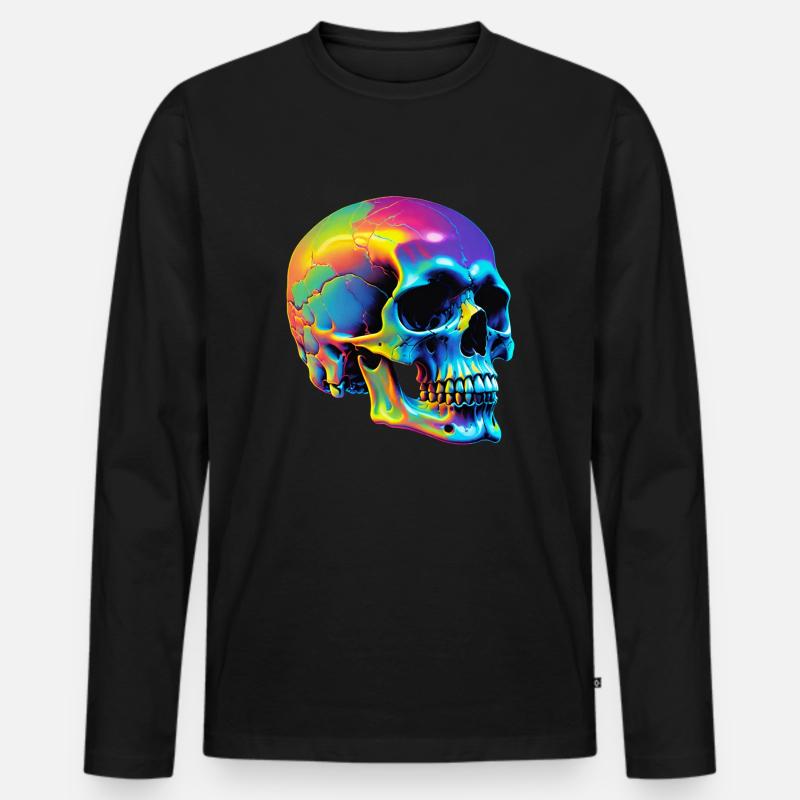 Skull - Männer Premium Bio Langarmshirt - Schwarz