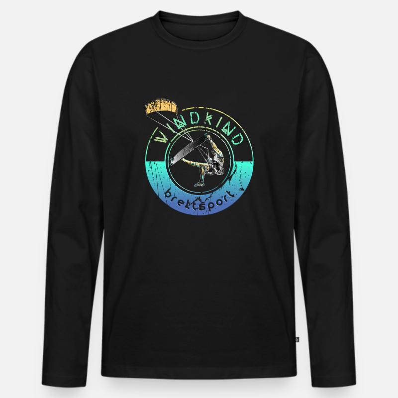 Kitesurfer Windkind 2 0 - Männer Premium Bio Langarmshirt - Schwarz