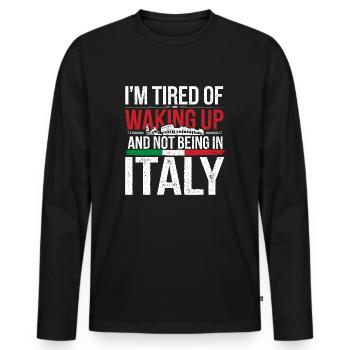Sehnsucht nach Italien - Männer Premium Bio Langarmshirt - Schwarz - Vorne - Nico (187cm)