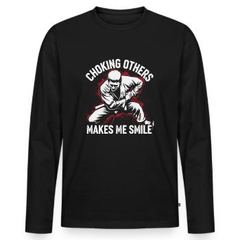 Spaß und Präzision im Jiu Jitsu - Männer Premium Bio Langarmshirt - Schwarz - Vorne - Nico (187cm)