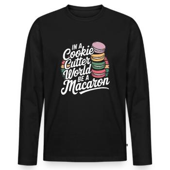 Sei wie ein bunter Macaron - Männer Premium Bio Langarmshirt - Schwarz - Vorne - Nico (187cm)