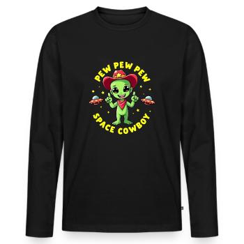 Pew Pew Pew - Männer Premium Bio Langarmshirt - Schwarz - Vorne - Nico (187cm)