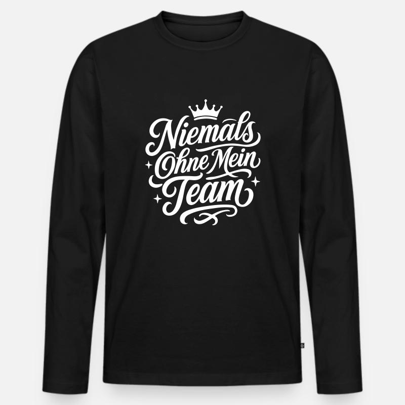 Mein Team Spruch - Männer Premium Bio Langarmshirt - Schwarz