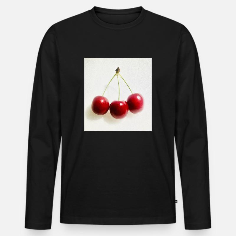 Kirsche - Männer Premium Bio Langarmshirt - Schwarz