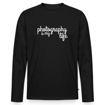 photography is my life - T-shirt manches longues Premium bio Homme - noir - Devant - Nico (187cm)