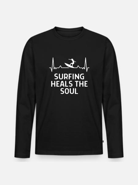 Surfing Surfer Funny Sniffer Gift - Men's Premium Organic Long Sleeve Shirt - black