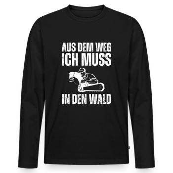 Out of the way I've got to get into the woods - Men's Premium Organic Long Sleeve Shirt - black - Front - Nico (187cm)