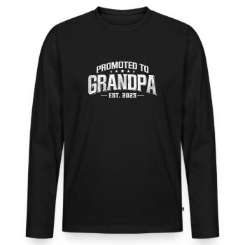 Beförderung zum Opa 2025 - Männer Premium Bio Langarmshirt - Schwarz - Vorne - Nico (187cm)