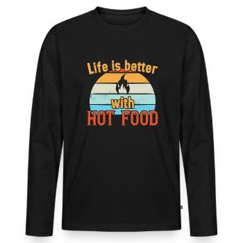 La vie est meilleure avec Hot Food / Scharfes Essen - T-shirt manches longues Premium bio Homme - noir - Devant - Nico (187cm)