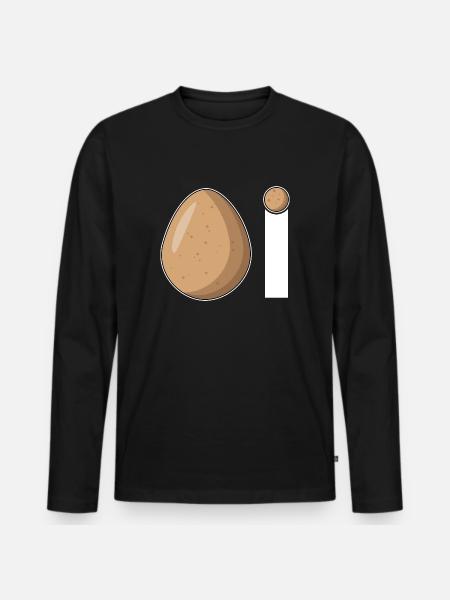 Ei Hühnerei Comic - Männer Premium Bio Langarmshirt - Schwarz