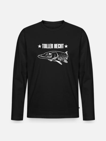 Angeln - Männer Premium Bio Langarmshirt - Schwarz