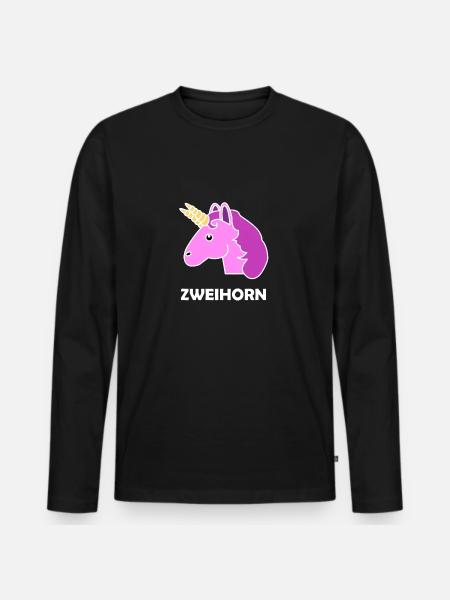 Zweihorn Einhorn - Männer Premium Bio Langarmshirt - Schwarz