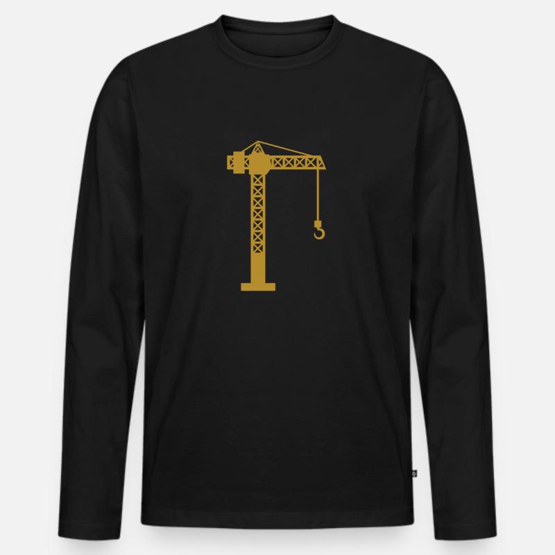 Kran Baustelle - Männer Premium Bio Langarmshirt - Schwarz