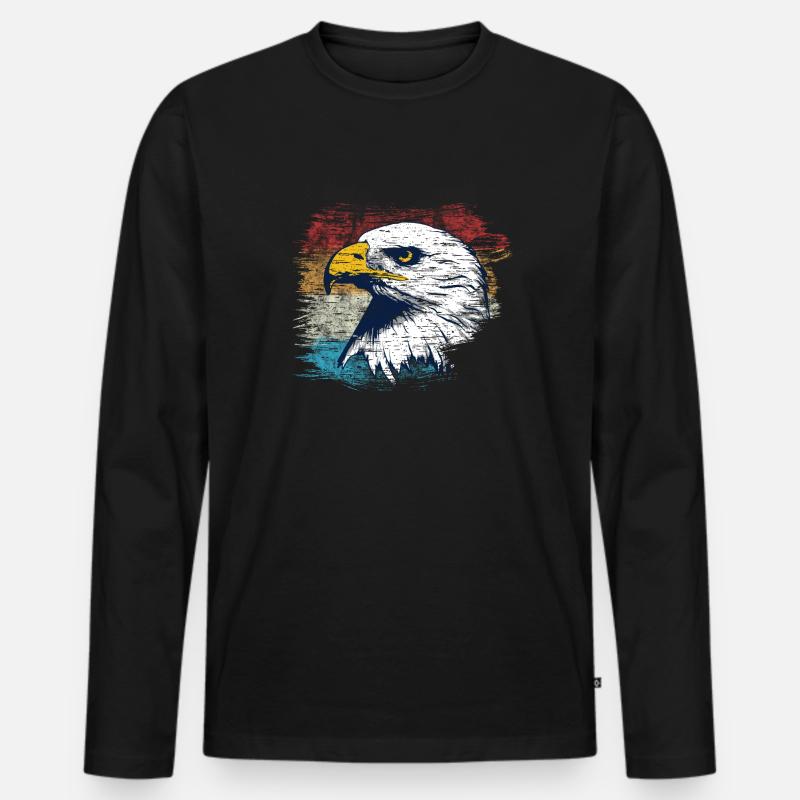 Adler - Männer Premium Bio Langarmshirt - Schwarz