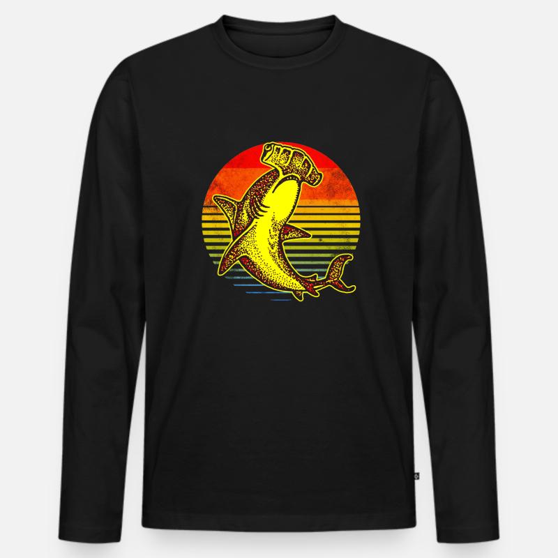 Hammerhai - Männer Premium Bio Langarmshirt - Schwarz