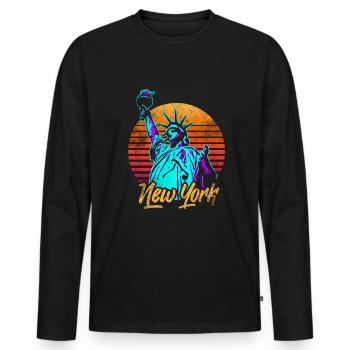 New York Freiheitsstatue - Männer Premium Bio Langarmshirt - Schwarz - Vorne - Nico (187cm)