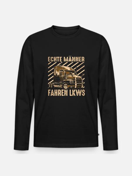 Echte Männer fahren LKWs - Männer Premium Bio Langarmshirt - Schwarz
