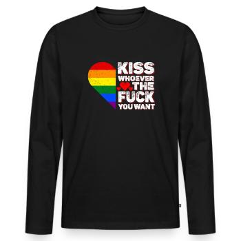 Embrasse qui tu veux - LGBTQ+ - T-shirt manches longues Premium bio Homme - noir - Devant - Nico (187cm)