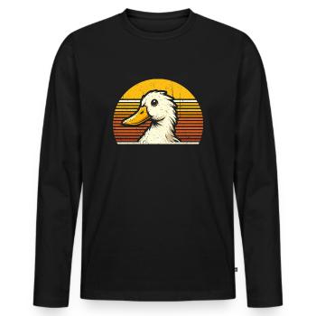 Coole Enten - Retro Vintage - Männer Premium Bio Langarmshirt - Schwarz - Vorne - Nico (187cm)