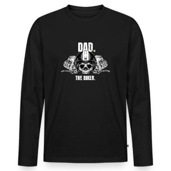 Dad the Biker - Men's Premium Organic Long Sleeve Shirt - black - Front - Nico (187cm)