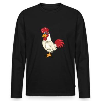 Lustiges Huhn - Funny Chicken - Männer Premium Bio Langarmshirt - Schwarz - Vorne - Nico (187cm)