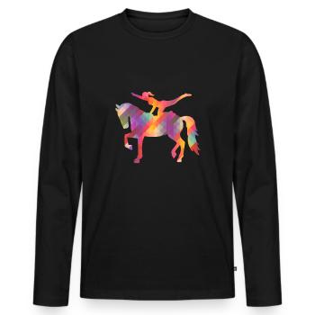 Voltige: Volti fait un drapeau sur le cheval - T-shirt manches longues Premium bio Homme - noir - Devant - Nico (187cm)