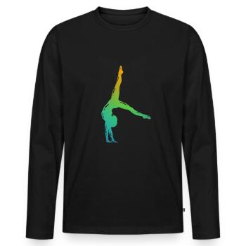 Turnerin in Farbe - Turnen - Turner - Männer Premium Bio Langarmshirt - Schwarz - Vorne - Nico (187cm)