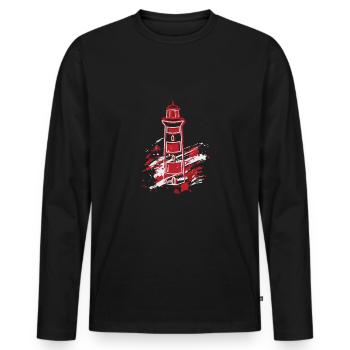 Leuchturm Ostsee Nordsee Rügen Fehmarn - Männer Premium Bio Langarmshirt - Schwarz - Vorne - Nico (187cm)