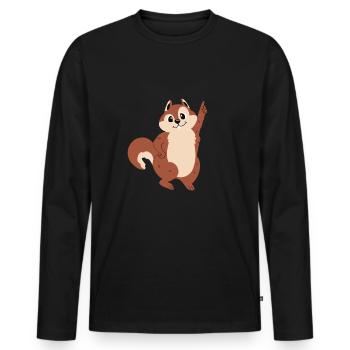 Funny squirrel logs - Men's Premium Organic Long Sleeve Shirt - black - Front - Nico (187cm)