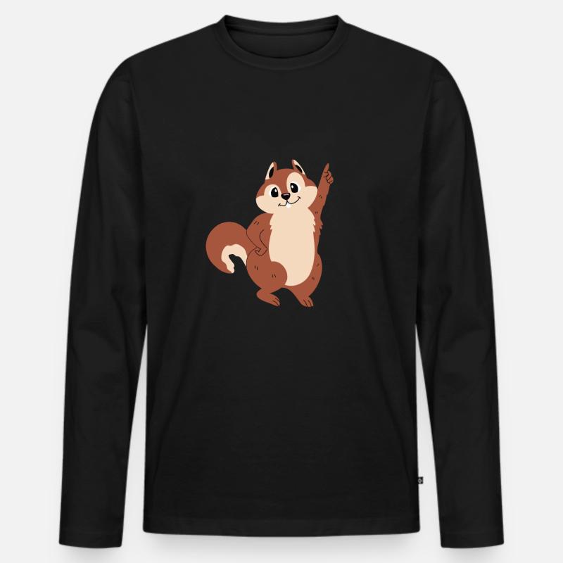 Lustiges Eichhörnchen meldet sich - Männer Premium Bio Langarmshirt - Schwarz