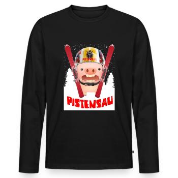 Pistensau Ugly Christmas Ski Snowboard Helmet Pig - Männer Premium Bio Langarmshirt - Schwarz - Vorne - Nico (187cm)