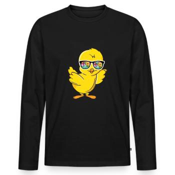 Cool chick with flower sunglasses - Men's Premium Organic Long Sleeve Shirt - black - Front - Nico (187cm)
