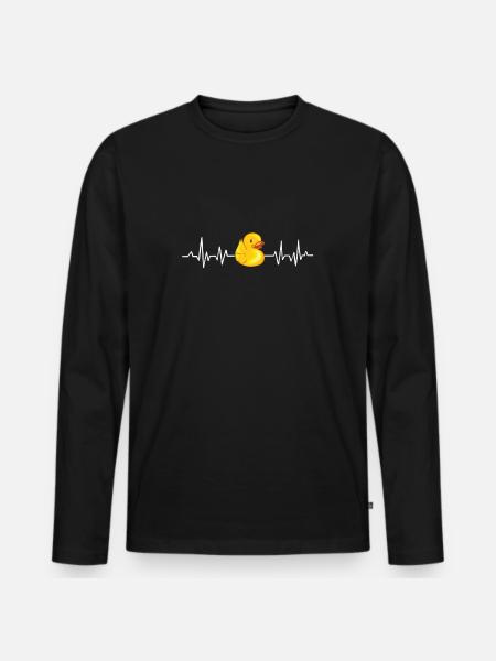 Hjerteslag Badeand Quiche Duck EKG - Premium økologisk langærmet T-shirt til mænd - sort