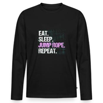 Rope Skipping Eat Sleep Jump Rope Repeat - Männer Premium Bio Langarmshirt - Schwarz - Vorne - Nico (187cm)