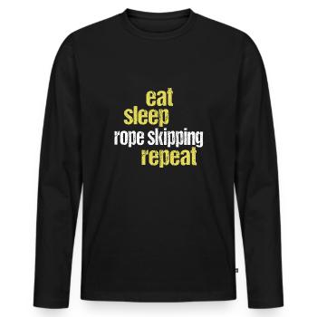 Eat Sleep Rope Skipping Repeat Seilspringen - Männer Premium Bio Langarmshirt - Schwarz - Vorne - Nico (187cm)