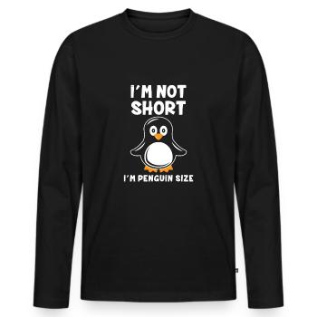 I'm Not Short I'm Penguin Size - Männer Premium Bio Langarmshirt - Schwarz - Vorne - Nico (187cm)