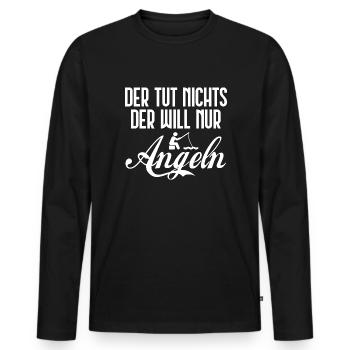 Der tut nichts. Der will nur angeln [white] - Männer Premium Bio Langarmshirt - Schwarz - Vorne - Nico (187cm)