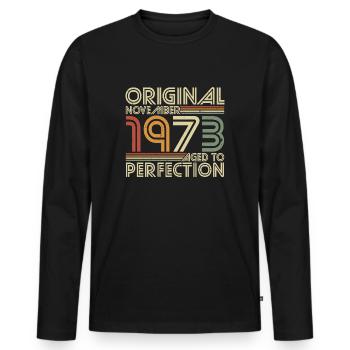 Novembre 1973 Vintage Born Vintage Anniversaire - T-shirt manches longues Premium bio Homme - noir - Devant - Nico (187cm)