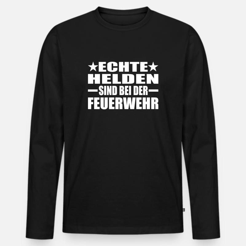 Feuerwehr - Männer Premium Bio Langarmshirt - Schwarz