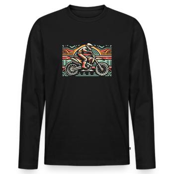 Retro Motocross Gift - Vintage Dirt Bike - Men's Premium Organic Long Sleeve Shirt - black - Front - Nico (187cm)