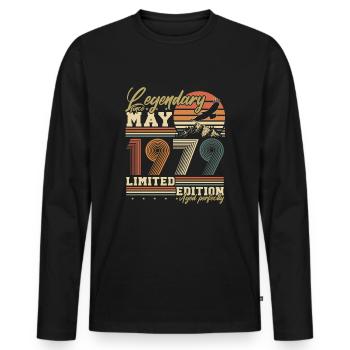 Mai 1979 Vintage né cadeau d’anniversaire - T-shirt manches longues Premium bio Homme - noir - Devant - Nico (187cm)